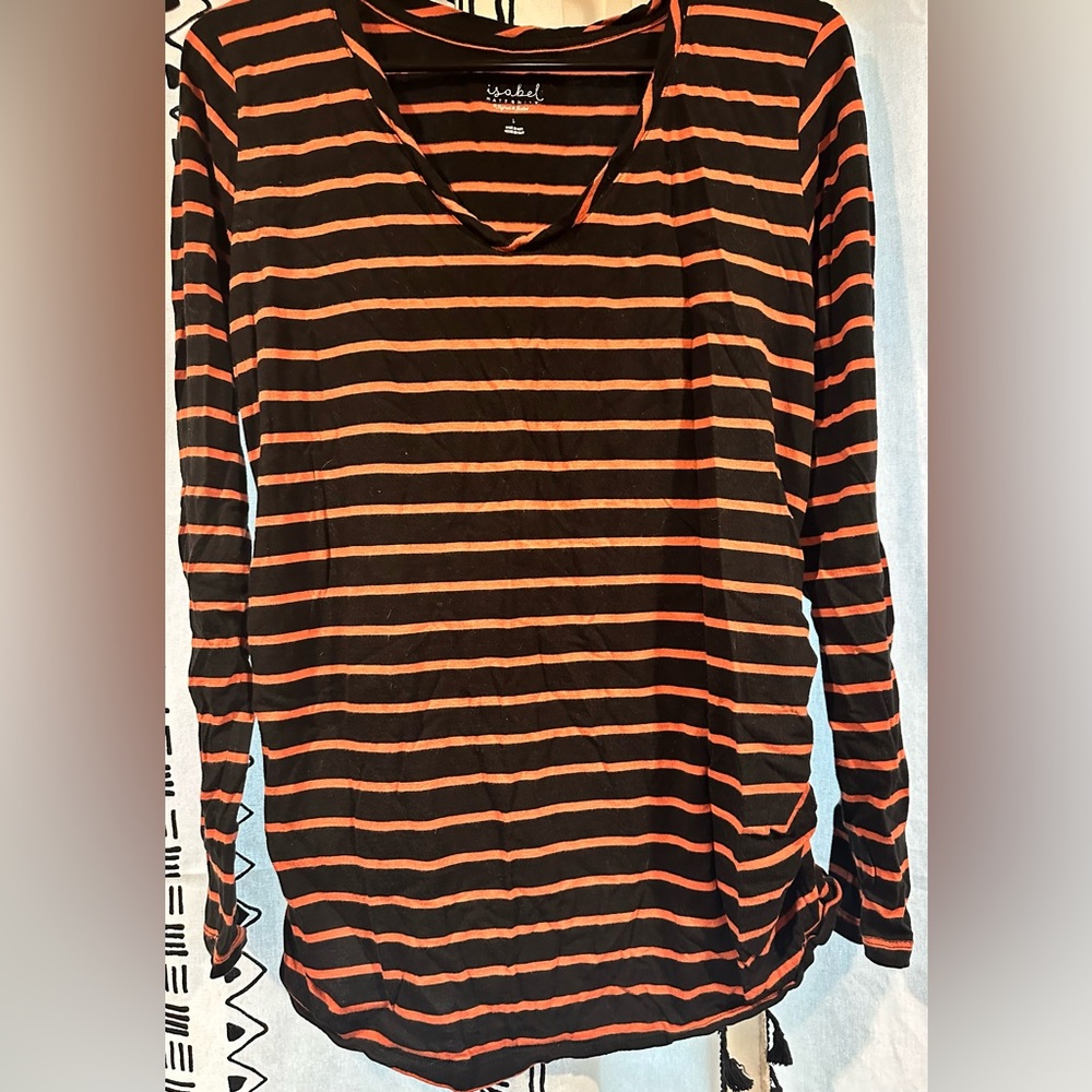 Target brand Ingrid & Isabel Maternity large, orange and black long sleeve.